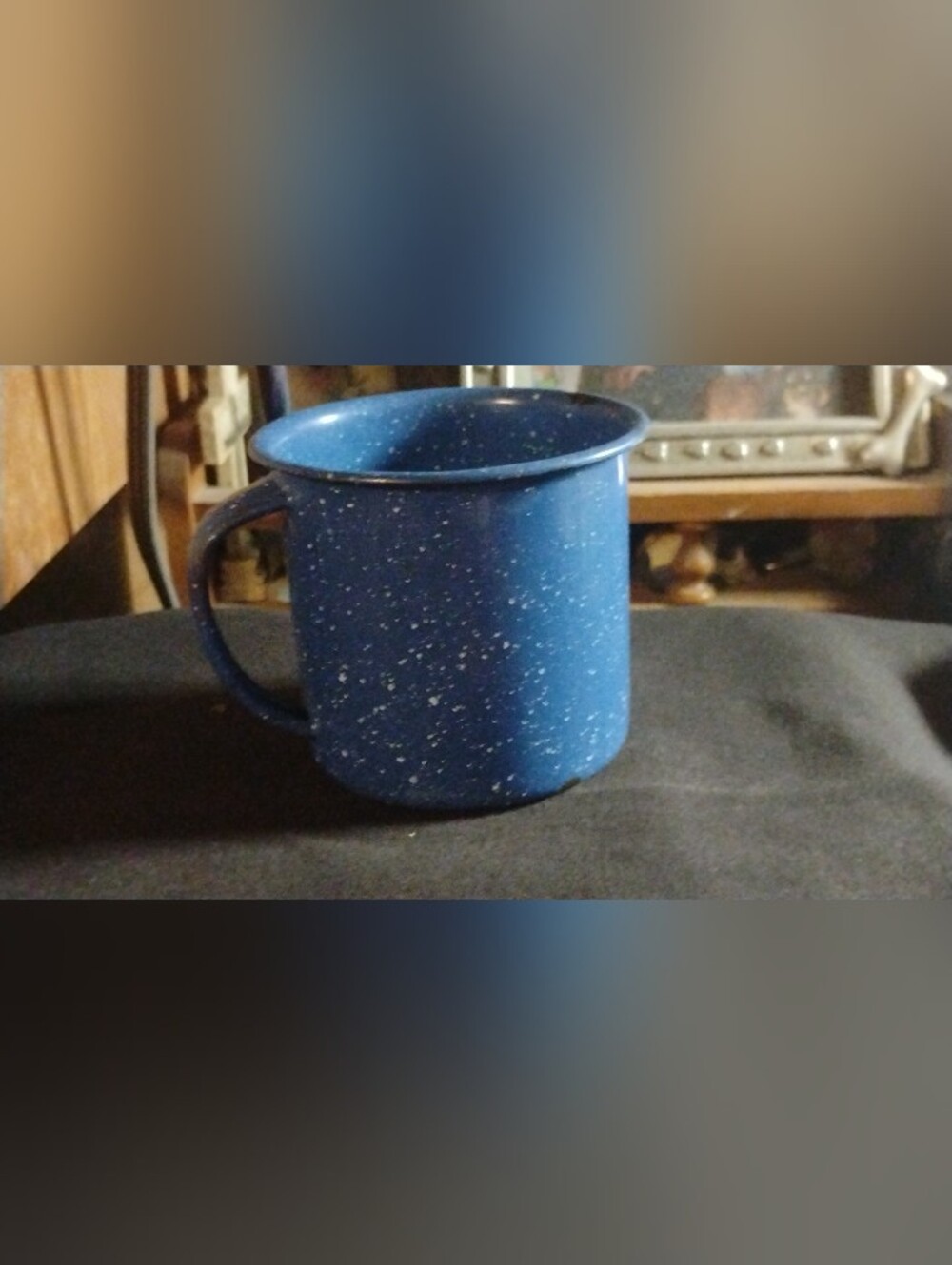 Vintage Blue Speckled Enamelware Camp Coffee Mug - Classic Outdoor Enamel Cup